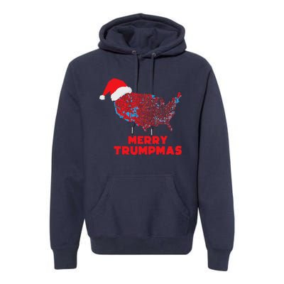 Trump Election Map Merry Christmas Holiday Santa Hat Xmas Premium Hoodie