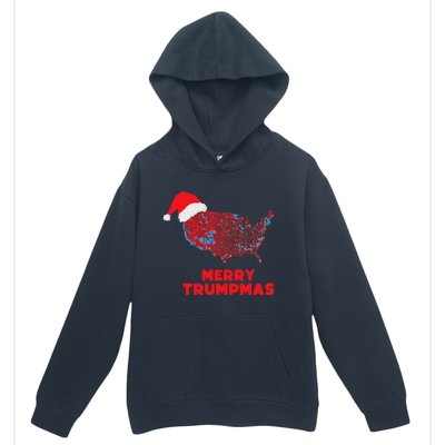 Trump Election Map Merry Christmas Holiday Santa Hat Xmas Urban Pullover Hoodie