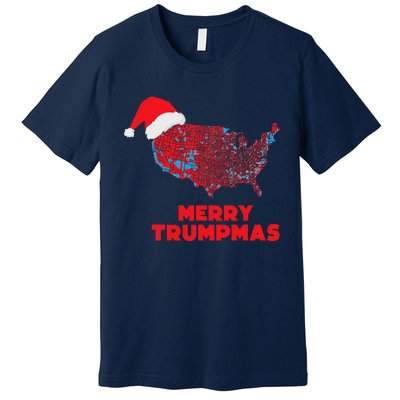 Trump Election Map Merry Christmas Holiday Santa Hat Xmas Premium T-Shirt