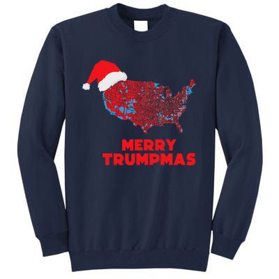 Trump Election Map Merry Christmas Holiday Santa Hat Xmas Tall Sweatshirt