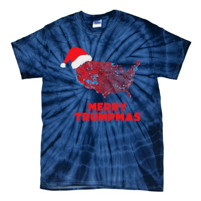 Trump Election Map Merry Christmas Holiday Santa Hat Xmas Tie-Dye T-Shirt