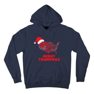 Trump Election Map Merry Christmas Holiday Santa Hat Xmas Tall Hoodie