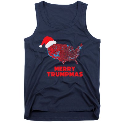 Trump Election Map Merry Christmas Holiday Santa Hat Xmas Tank Top