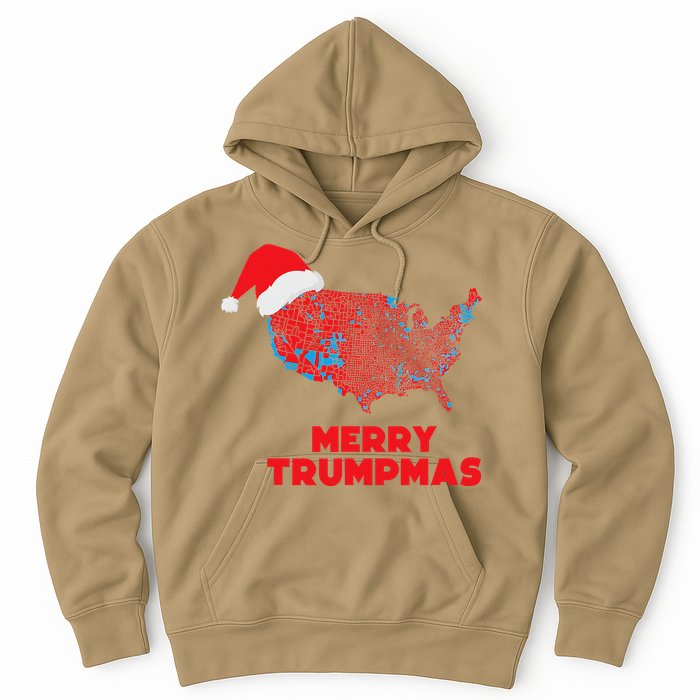 Trump Election Map Merry Christmas Holiday Santa Hat Xmas Hoodie