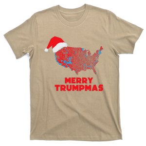 Trump Election Map Merry Christmas Holiday Santa Hat Xmas T-Shirt