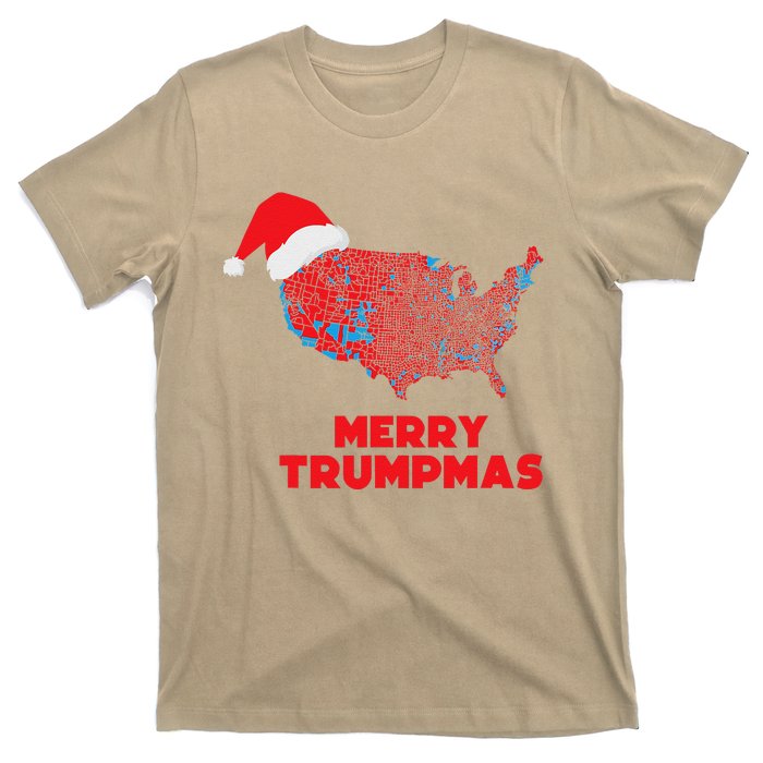 Trump Election Map Merry Christmas Holiday Santa Hat Xmas T-Shirt