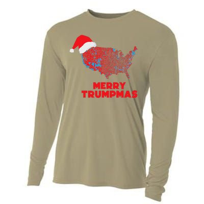 Trump Election Map Merry Christmas Holiday Santa Hat Xmas Cooling Performance Long Sleeve Crew