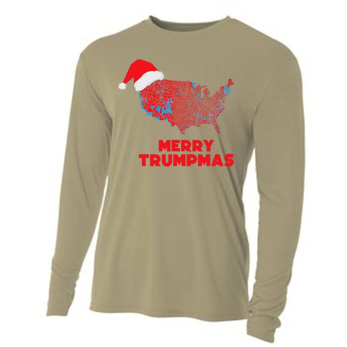 Trump Election Map Merry Christmas Holiday Santa Hat Xmas Cooling Performance Long Sleeve Crew