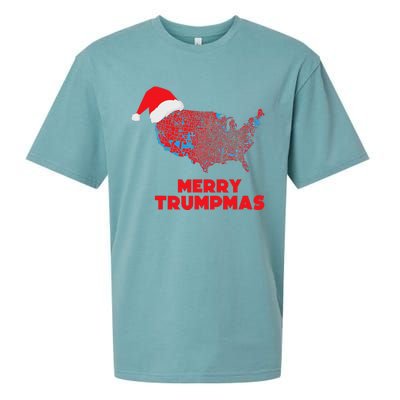 Trump Election Map Merry Christmas Holiday Santa Hat Xmas Sueded Cloud Jersey T-Shirt