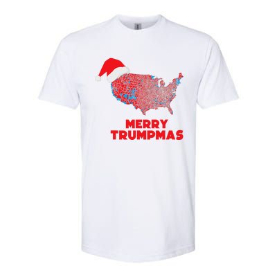 Trump Election Map Merry Christmas Holiday Santa Hat Xmas Softstyle CVC T-Shirt