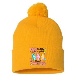 Teacher Easter My Class is Full Of Sweet Bunnies Pom Pom 12in Knit Beanie