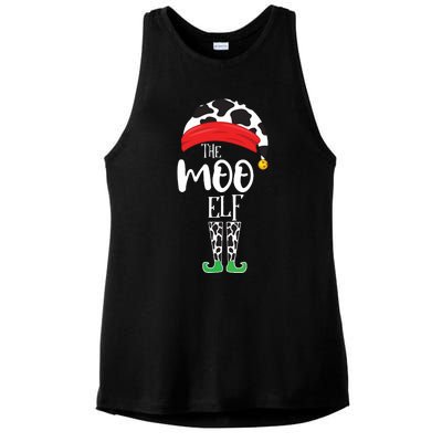 The Elf Moo Cow Funny Christmas Elf Family Matching Ladies PosiCharge Tri-Blend Wicking Tank