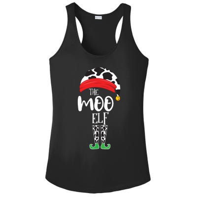 The Elf Moo Cow Funny Christmas Elf Family Matching Ladies PosiCharge Competitor Racerback Tank