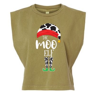 The Elf Moo Cow Funny Christmas Elf Family Matching Garment-Dyed Women's Muscle Tee