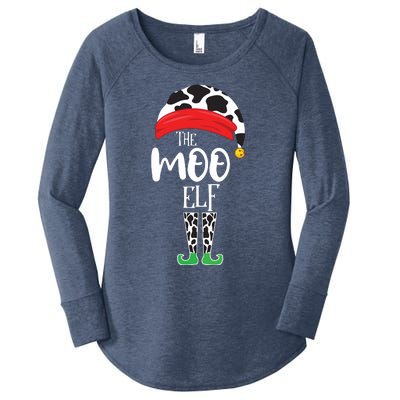 The Elf Moo Cow Funny Christmas Elf Family Matching Women's Perfect Tri Tunic Long Sleeve Shirt