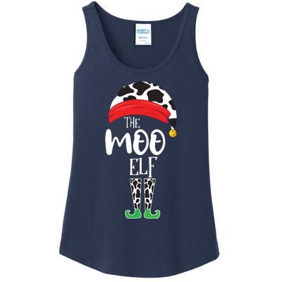 The Elf Moo Cow Funny Christmas Elf Family Matching Ladies Essential Tank