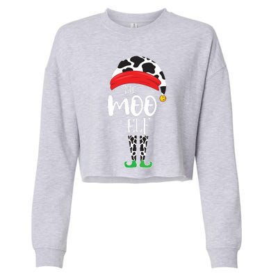 The Elf Moo Cow Funny Christmas Elf Family Matching Cropped Pullover Crew