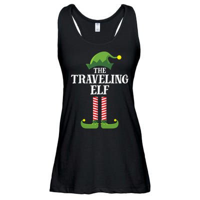 Traveling Elf Matching Family Group Christmas Party Ladies Essential Flowy Tank