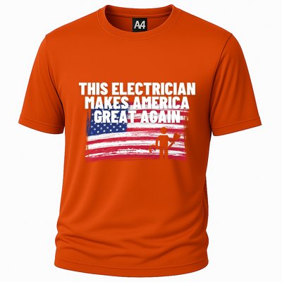 This Electrician Makes America Great Again Usa Flag Patriot Gift Cooling Performance Crew T-Shirt