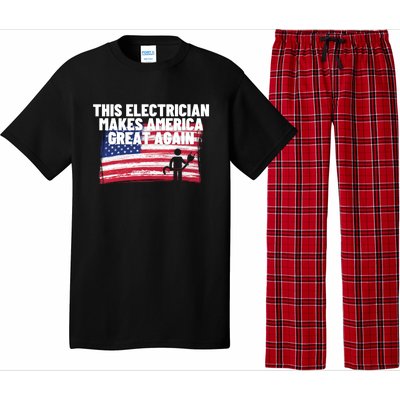 This Electrician Makes America Great Again Usa Flag Patriot Gift Pajama Set