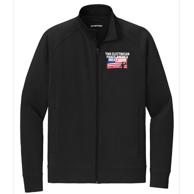 This Electrician Makes America Great Again Usa Flag Patriot Gift Stretch Full-Zip Cadet Jacket