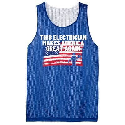 This Electrician Makes America Great Again Usa Flag Patriot Gift Mesh Reversible Basketball Jersey Tank