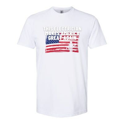 This Electrician Makes America Great Again Usa Flag Patriot Gift Softstyle CVC T-Shirt