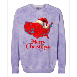 Trump Election Map Merry Christmas Holiday Santa Hat Xmas Colorblast Crewneck Sweatshirt