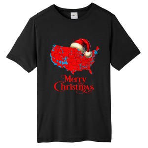 Trump Election Map Merry Christmas Holiday Santa Hat Xmas Tall Fusion ChromaSoft Performance T-Shirt