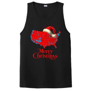 Trump Election Map Merry Christmas Holiday Santa Hat Xmas PosiCharge Competitor Tank