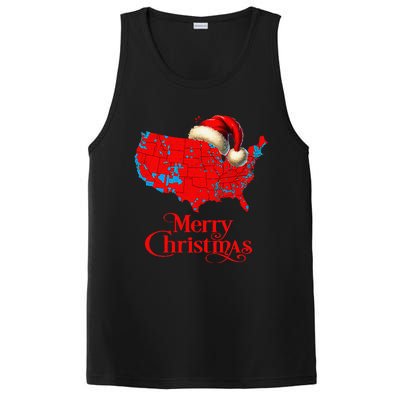 Trump Election Map Merry Christmas Holiday Santa Hat Xmas PosiCharge Competitor Tank