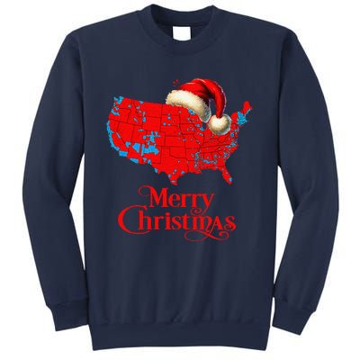 Trump Election Map Merry Christmas Holiday Santa Hat Xmas Sweatshirt