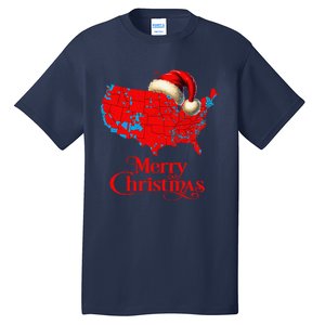 Trump Election Map Merry Christmas Holiday Santa Hat Xmas Tall T-Shirt