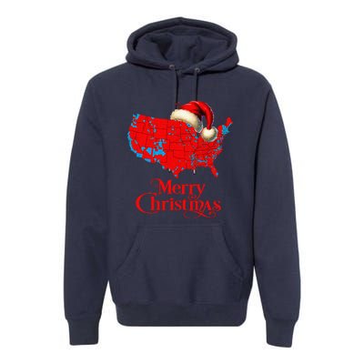 Trump Election Map Merry Christmas Holiday Santa Hat Xmas Premium Hoodie