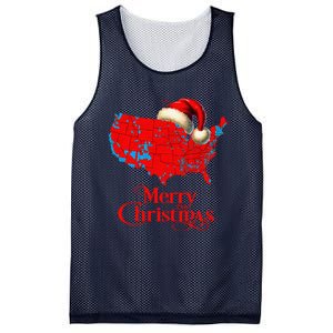 Trump Election Map Merry Christmas Holiday Santa Hat Xmas Mesh Reversible Basketball Jersey Tank