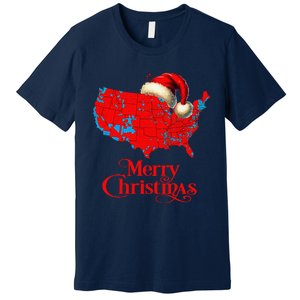 Trump Election Map Merry Christmas Holiday Santa Hat Xmas Premium T-Shirt