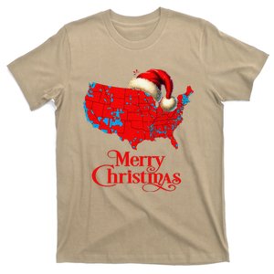 Trump Election Map Merry Christmas Holiday Santa Hat Xmas T-Shirt