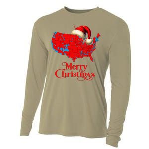 Trump Election Map Merry Christmas Holiday Santa Hat Xmas Cooling Performance Long Sleeve Crew