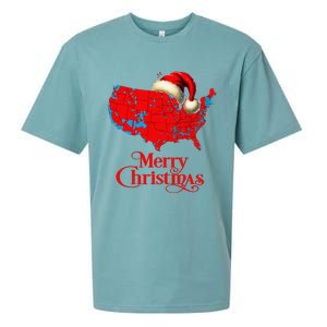 Trump Election Map Merry Christmas Holiday Santa Hat Xmas Sueded Cloud Jersey T-Shirt