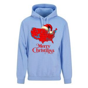 Trump Election Map Merry Christmas Holiday Santa Hat Xmas Unisex Surf Hoodie