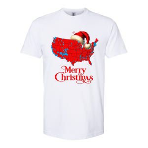 Trump Election Map Merry Christmas Holiday Santa Hat Xmas Softstyle CVC T-Shirt