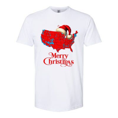 Trump Election Map Merry Christmas Holiday Santa Hat Xmas Softstyle CVC T-Shirt