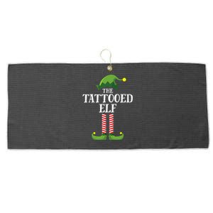 Tattooed Elf Matching Family Group Christmas Party Pyjamas Large Microfiber Waffle Golf Towel