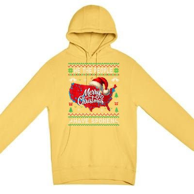 Trump Election Map Merry Christmas Holiday Santa Hat Gift Premium Pullover Hoodie