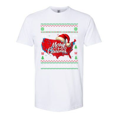 Trump Election Map Merry Christmas Holiday Santa Hat Gift Softstyle CVC T-Shirt