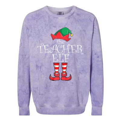 Teacher Elf Matching Family Christmas Pajama Teacher Elf Colorblast Crewneck Sweatshirt