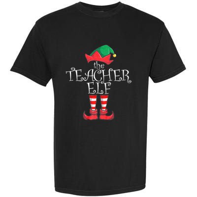 Teacher Elf Matching Family Christmas Pajama Teacher Elf Garment-Dyed Heavyweight T-Shirt