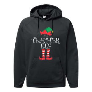 Teacher Elf Matching Family Christmas Pajama Teacher Elf Performance Fleece Hoodie