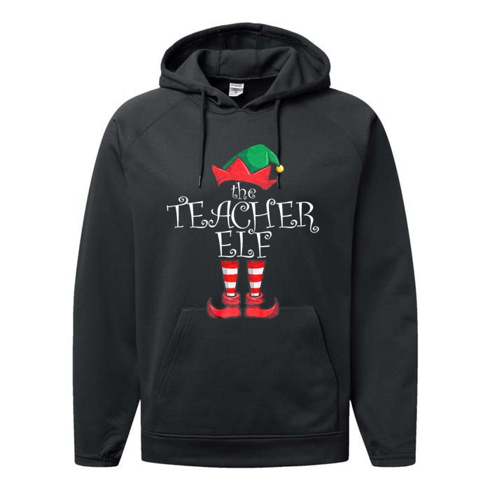 Teacher Elf Matching Family Christmas Pajama Teacher Elf Performance Fleece Hoodie