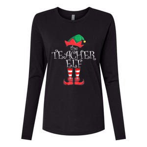 Teacher Elf Matching Family Christmas Pajama Teacher Elf Womens Cotton Relaxed Long Sleeve T-Shirt